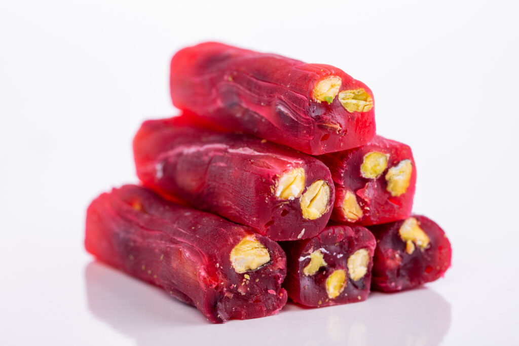 Narl Fistikli Parmak Lokum Pomegranate Flavored Finger Turkich Delight with Pistachio أصابع حلقوم بالرمان والفستق الحلبي Ürün kodu: 27011